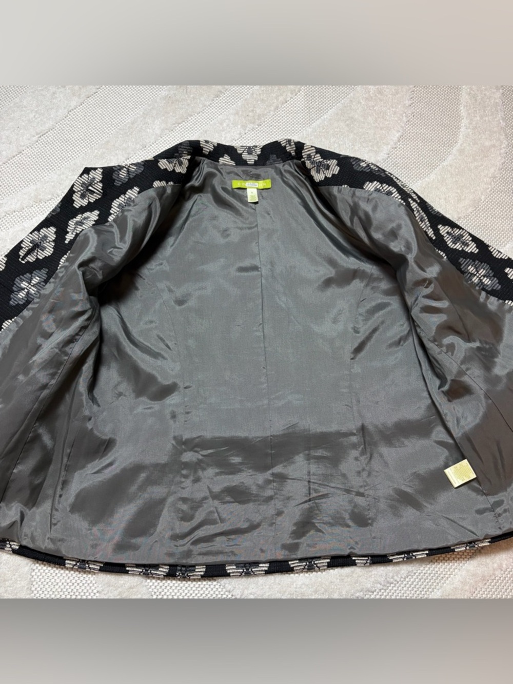 Sigrid Olsen Jacquard Diamond Flower Print Short Jacket Coat 6 Retro Boho Twee - Picture 4 of 10